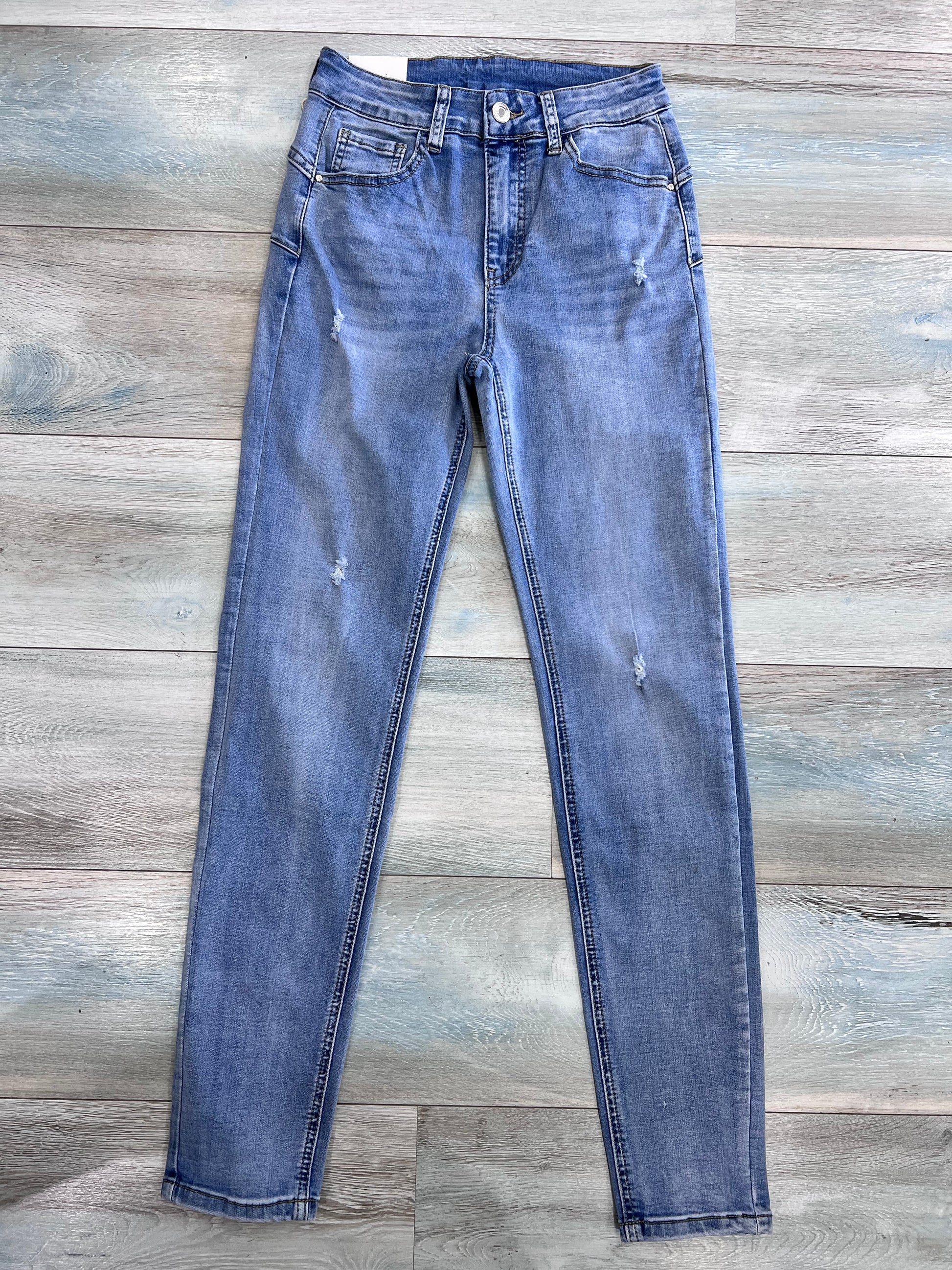 Jeans skinny curvy vita alta donna denim elasticizzato con rotture – Frarò Shop
