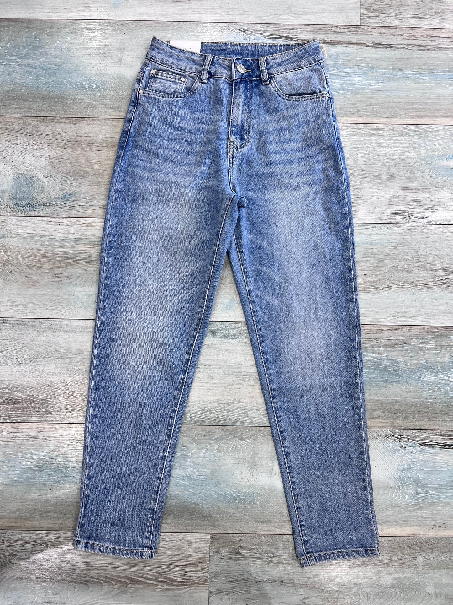 Jeans mom fit vita alta donna denim sabbiato chiaro – Frarò Shop
