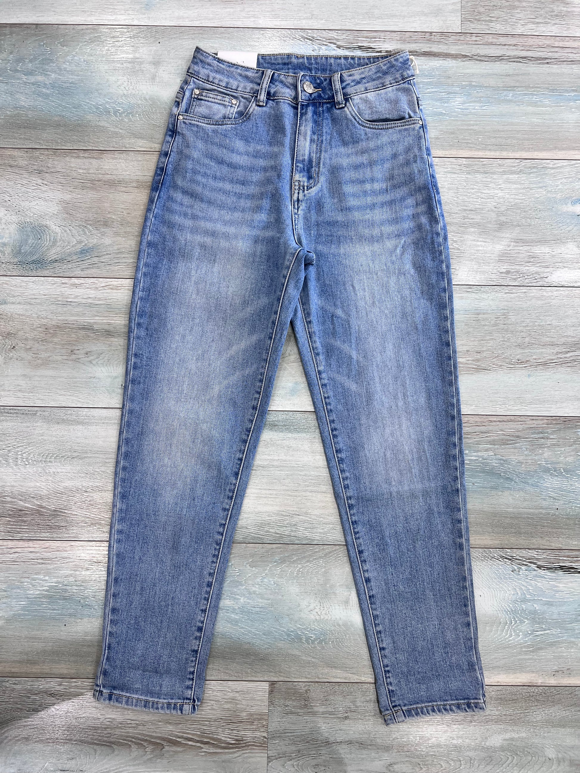 Jeans mom fit vita alta donna denim sabbiato chiaro – Frarò Shop
