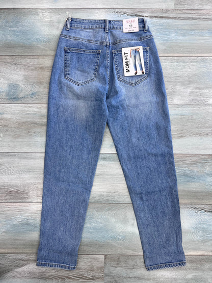 Jeans mom fit donna vista posteriore lavaggio sabbiato estate – Frarò
