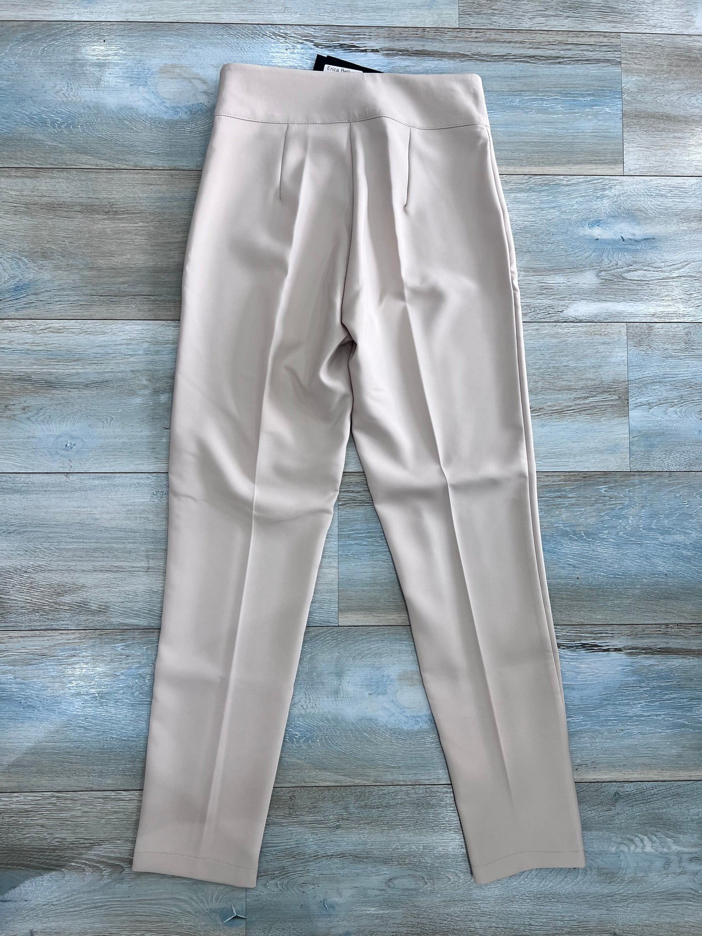 Pantalone bustino vita alta donna colore burro slim fit - vista posteriore - Made in Italy – Frarò
