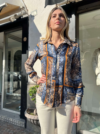 Camicia F 105 | Fantasia Vintage | Blu | Bordeaux