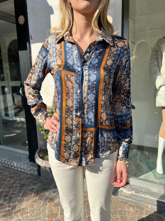 Camicia F 105 | Fantasia Vintage | Blu | Bordeaux