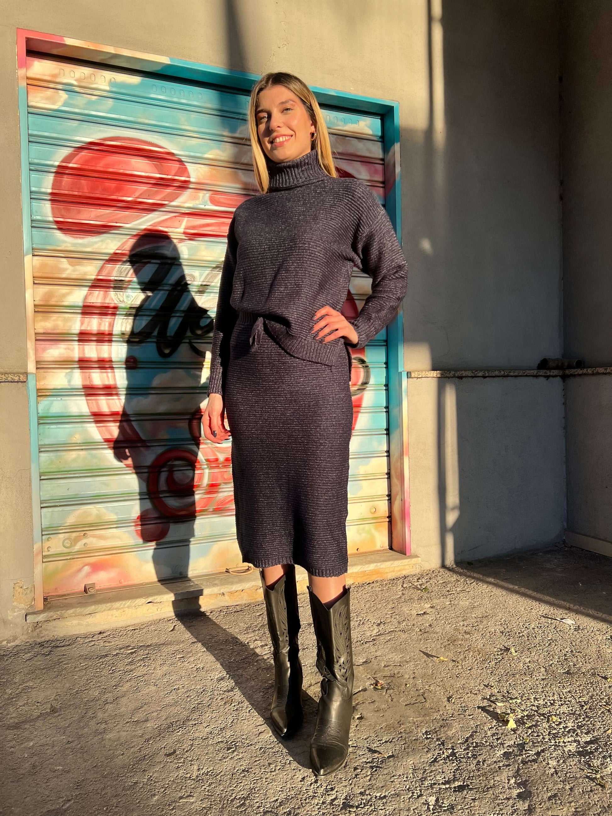 Set Muffin blu - Coordinato casual donna lana