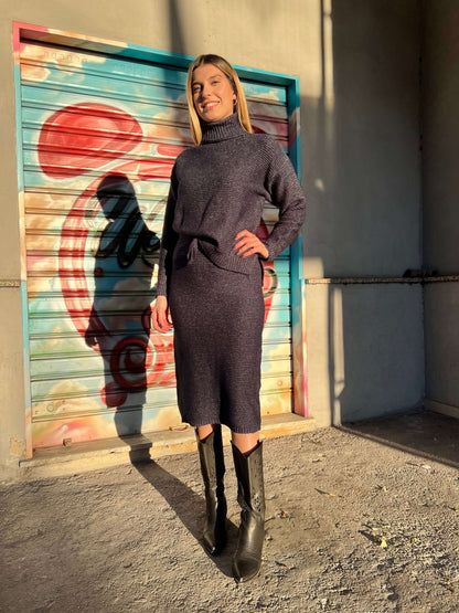 Set Muffin blu - Coordinato casual donna lana