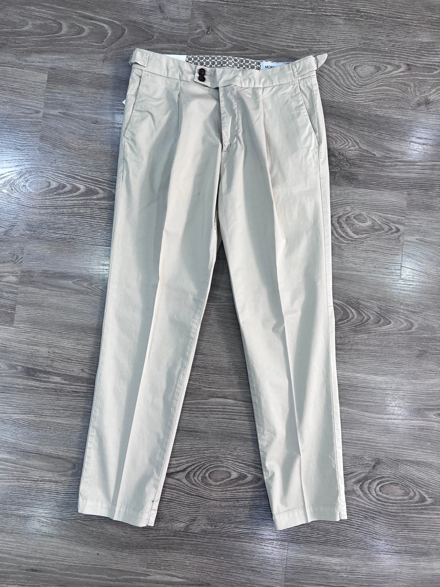 Pantalone sartoriale uomo con fibbie beige – Made in Italy MEJ Frarò