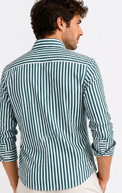 Camicia uomo fast rigo verde vista posteriore indossata da modello