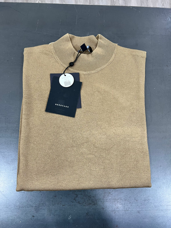 Maglia Uomo Mezzo Collo Manica Lunga - Beige Blu Nero Panna Bruciato