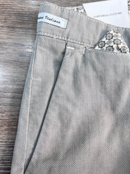 Pantalone uomo tinto in filo perla – dettaglio tasche americane – Frarò