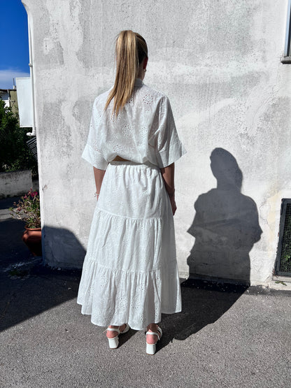 Coordinato donna in pizzo san gallo bianco – completo estivo taglia unica Frarò Shop - vista posteriore