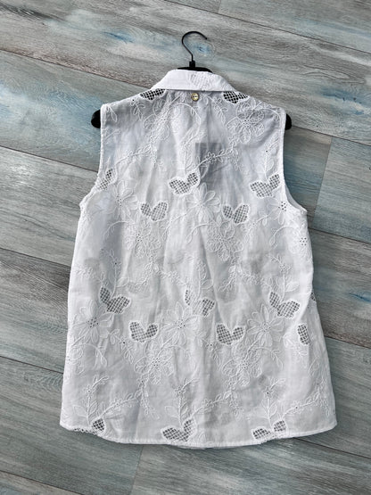 Blusa donna floreale traforata magramè manica a giro – collezione estate Erica Bellucci Made in Italy - vista posteriore