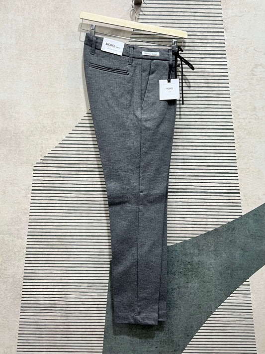 Pantalone uomo tessuto spigato grigio scuro con laccetto in vita Made in Italy
