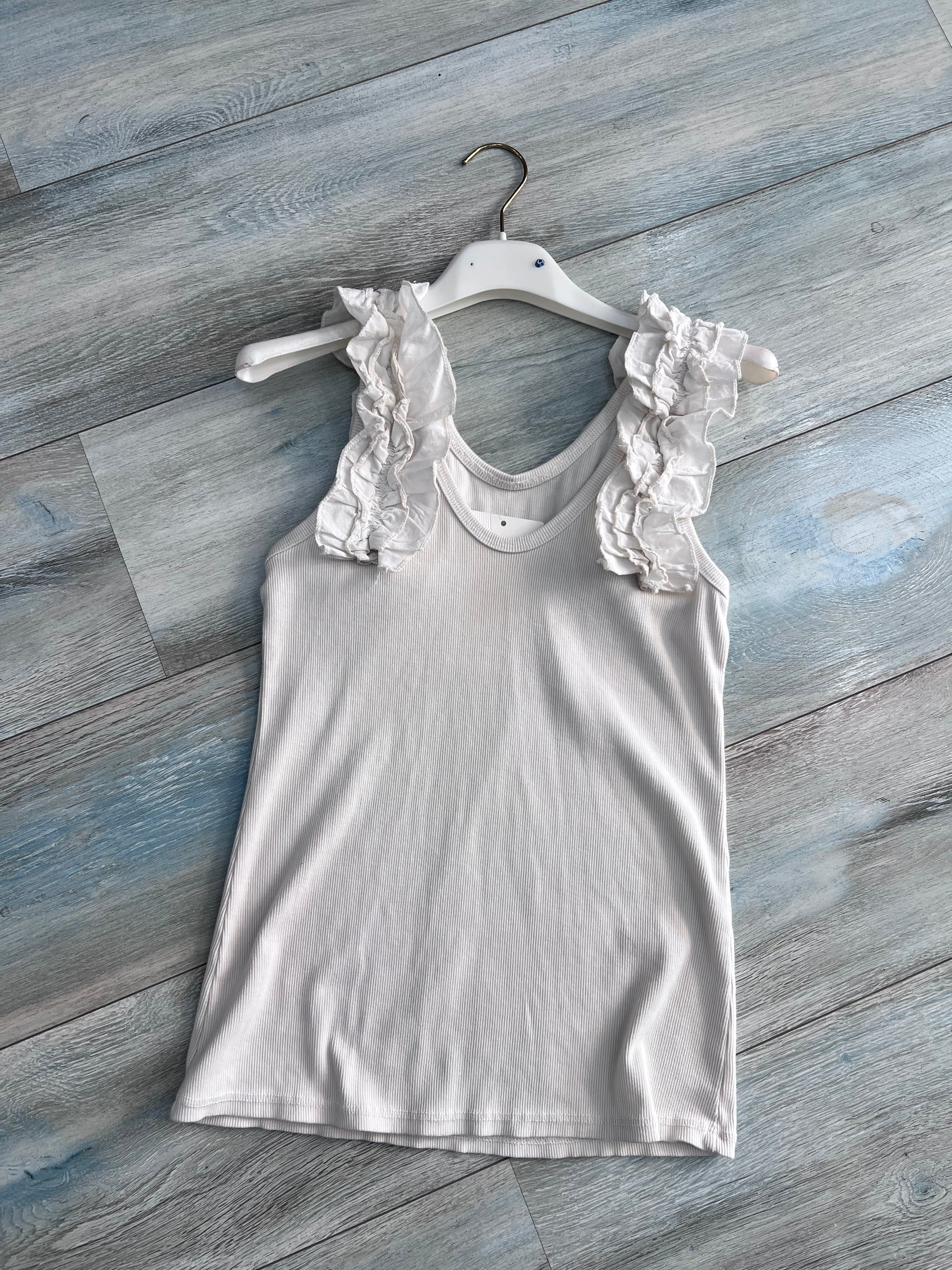 Canotta donna a coste con rouge alle spalle colore panna - taglia unica fino alla 46 - Frarò

