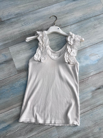 Canotta donna a coste con rouge alle spalle colore panna - taglia unica fino alla 46 - Frarò
