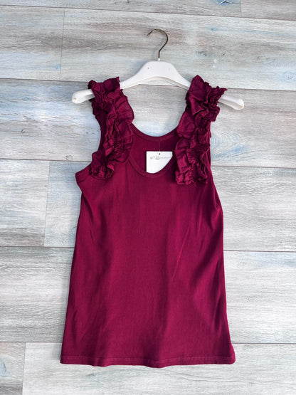 Canotta donna a coste con rouge alle spalle colore amarena - taglia unica fino alla 46 - Frarò
