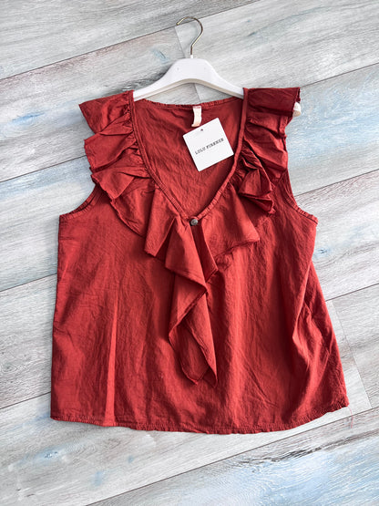 Blusa donna cotone leggero voilà colore arancio - taglia unica fino alla 46 - Frarò
