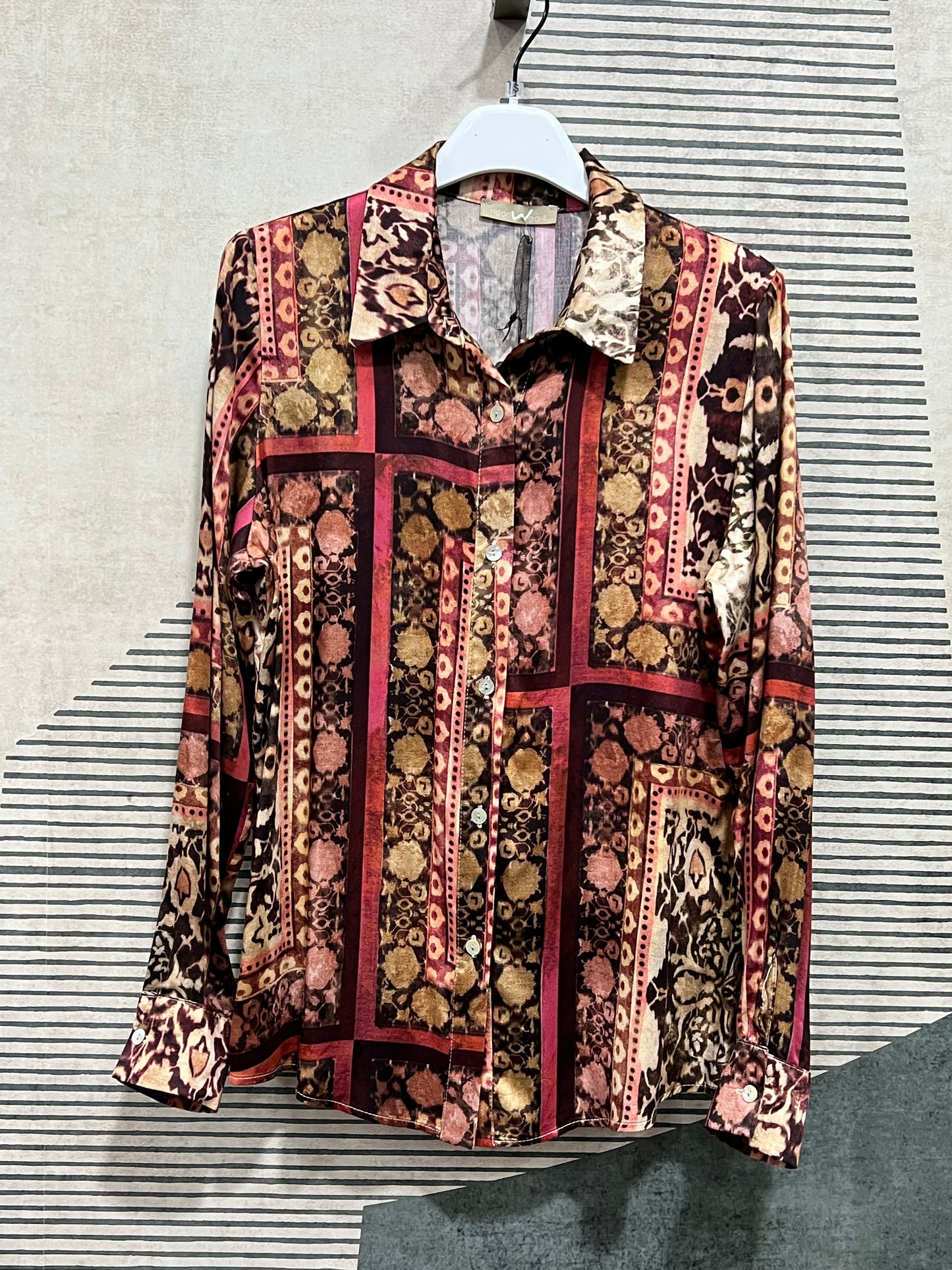 Camicia F 105 | Fantasia Vintage | Blu | Bordeaux