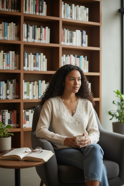 Maglione Donna Scollo a V con Pizzo - Manica Lunga Invernale 5 Colori