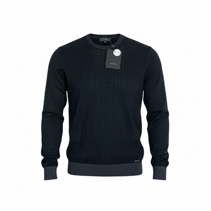 Maglia Uomo Girocollo Viscosa Trama Trecce - Grigio e Nero