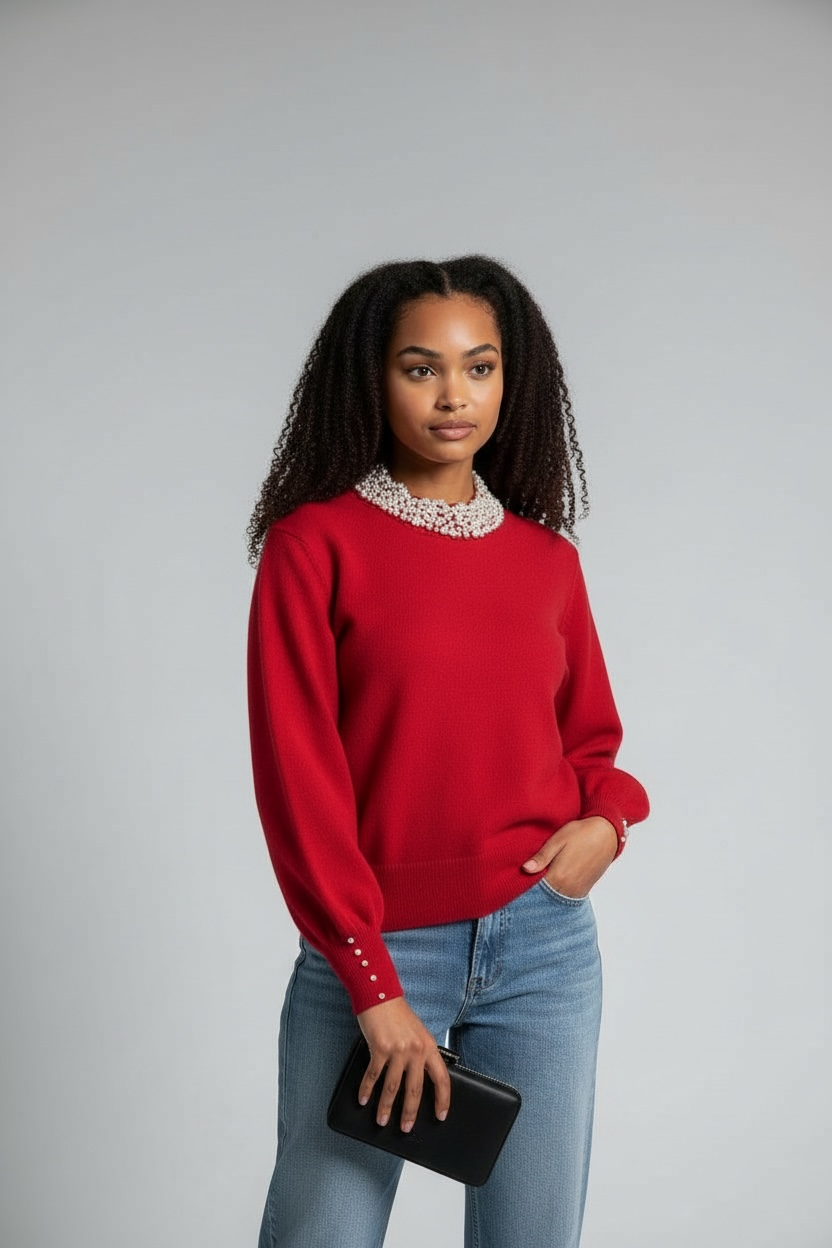  Maglia mezzo collo donna lanetta rasata - vista laterale