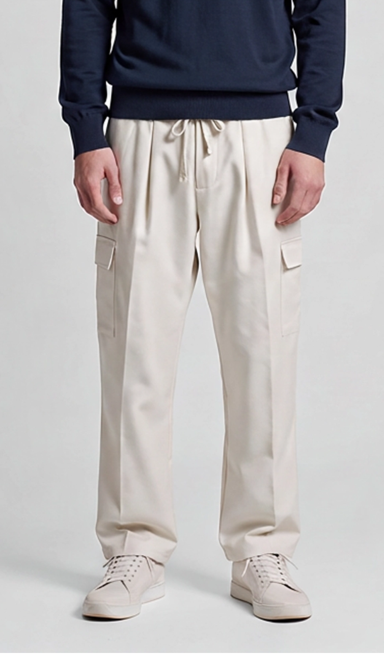 Pantalone Cargo Uomo | Panna & Nero