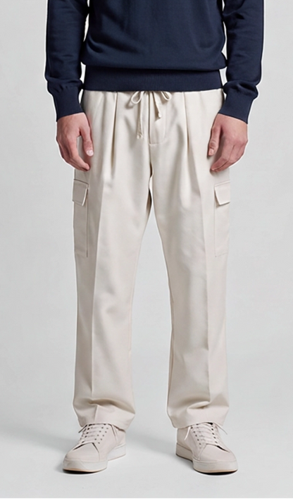 Pantalone Cargo Uomo | Panna & Nero