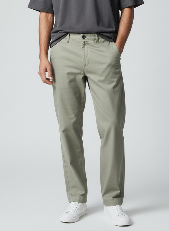 Pantalone Uomo 603 salvia- indossato vista frontale