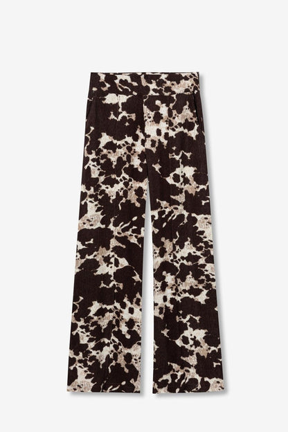 "Pantalone palazzo donna Qatar_B Tiffosi - Vista completa del capo con stampa animalier e dettagli"