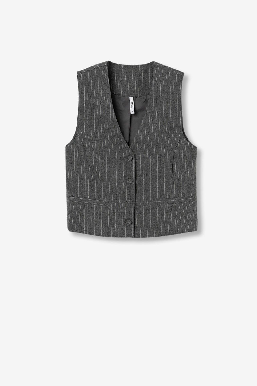 Gilet Riley_C donna slim fit righe scollo V - dettaglio styling