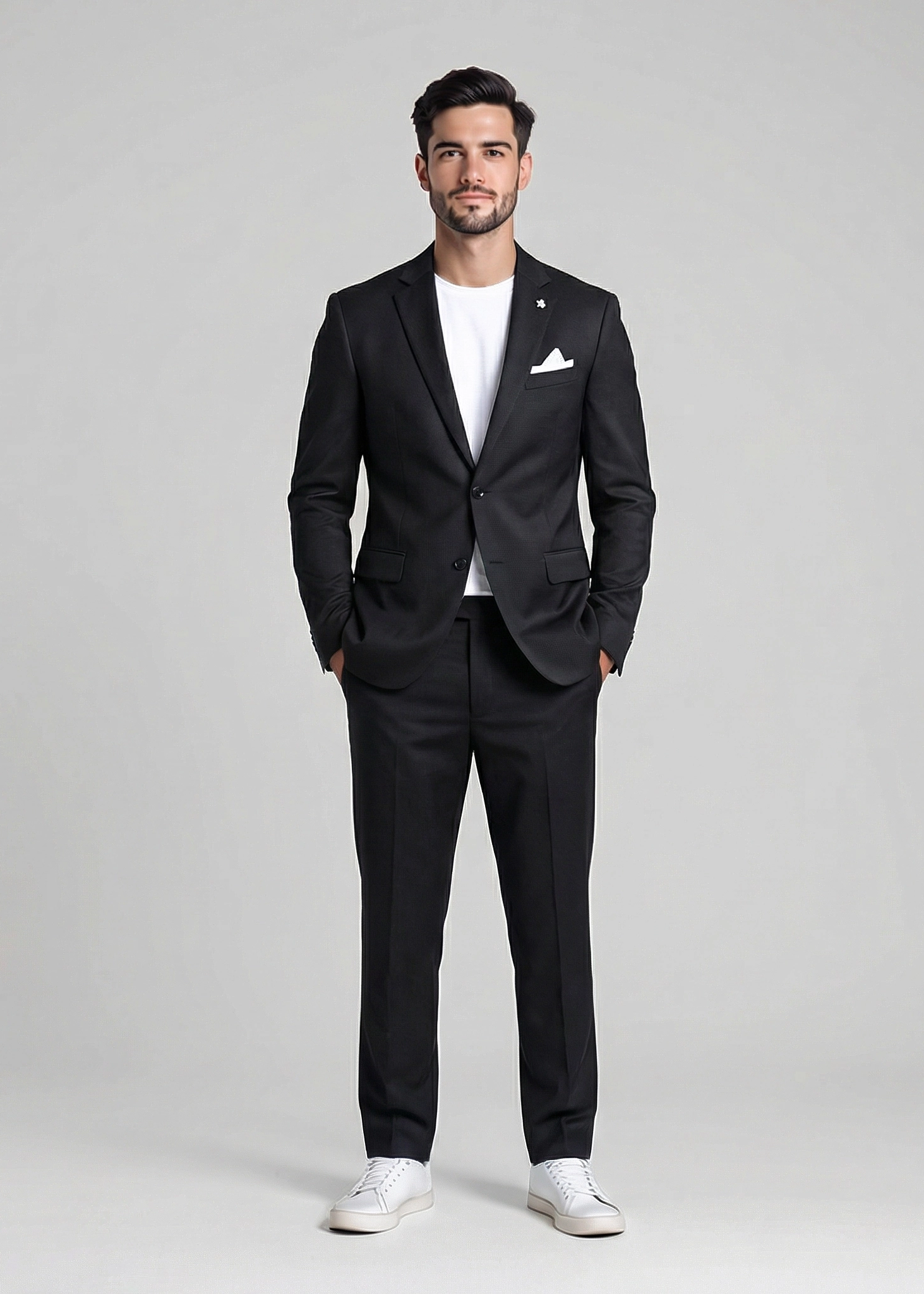 Abito Uomo in Fresco Lana Nero – Giacca Monopetto e Pantalone Sartoriale Made in Italy Frarò