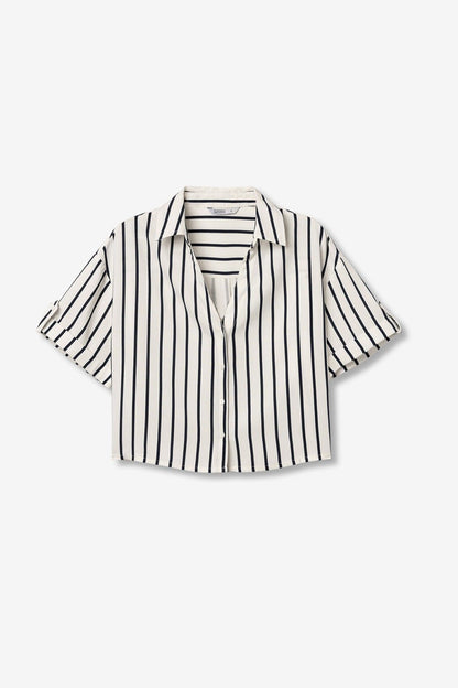 Camicia donna Activea a righe verticali in blu - collezione PE 26 Tiffosi