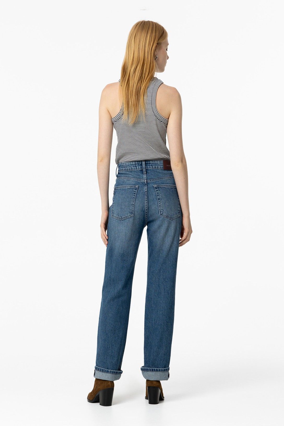 Jeans donna Tiffosi Amy_58 a vita alta e gamba dritta, vista posteriore con tasche applicate