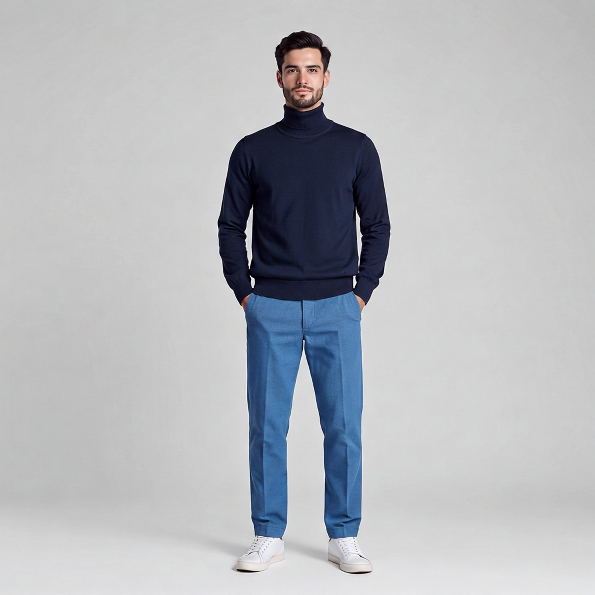 "Pantalone uomo armaturato Made in Italy - colore blu ice - total look - "