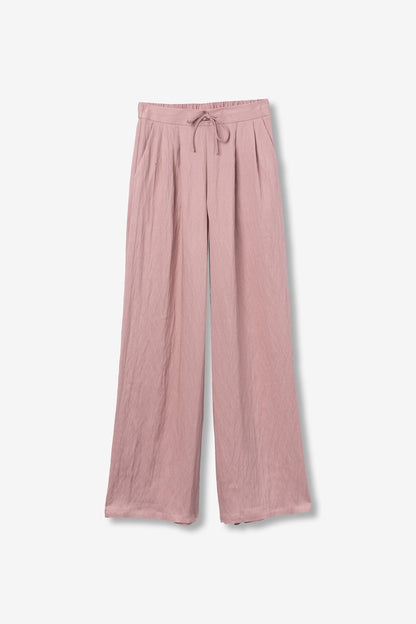 Cord Set Augusta Cipria — pantalone palazzo wide-leg rosa cipria con elastico e coulisse in vita, vista frontale flat-lay
