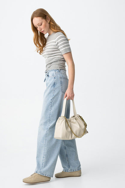 Jeans donna balloon fit vita alta lavaggio chiaro - look casual chic outfit estivo