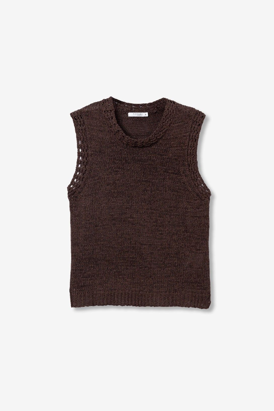 Top donna baella cioccolato - dettaglio texture tessuto micro forato