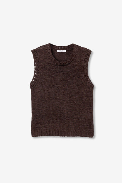 Top donna baella cioccolato - dettaglio texture tessuto micro forato