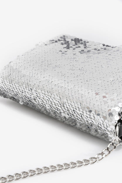 Pochette Becker argento scintillante - dettaglio paillettes