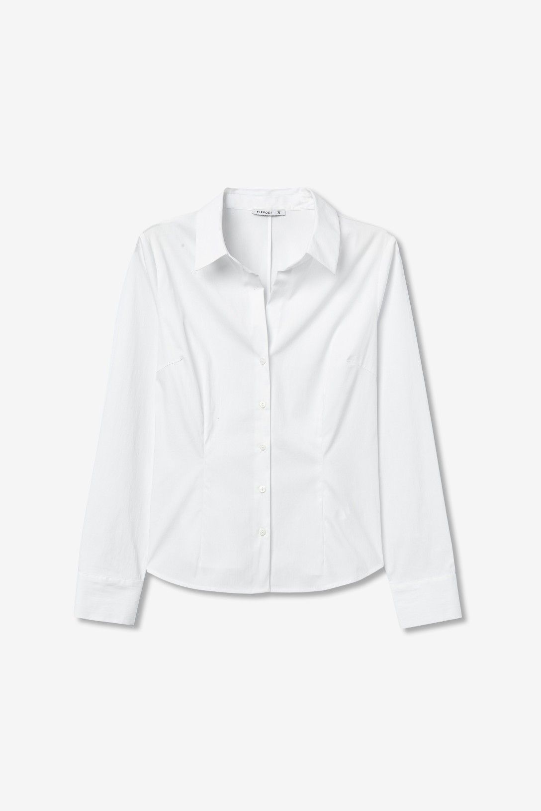 Camicia donna Beto Tiffosi bianca - collo francese manica lunga vista frontale