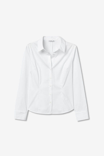 Camicia donna Beto Tiffosi bianca - collo francese manica lunga vista frontale