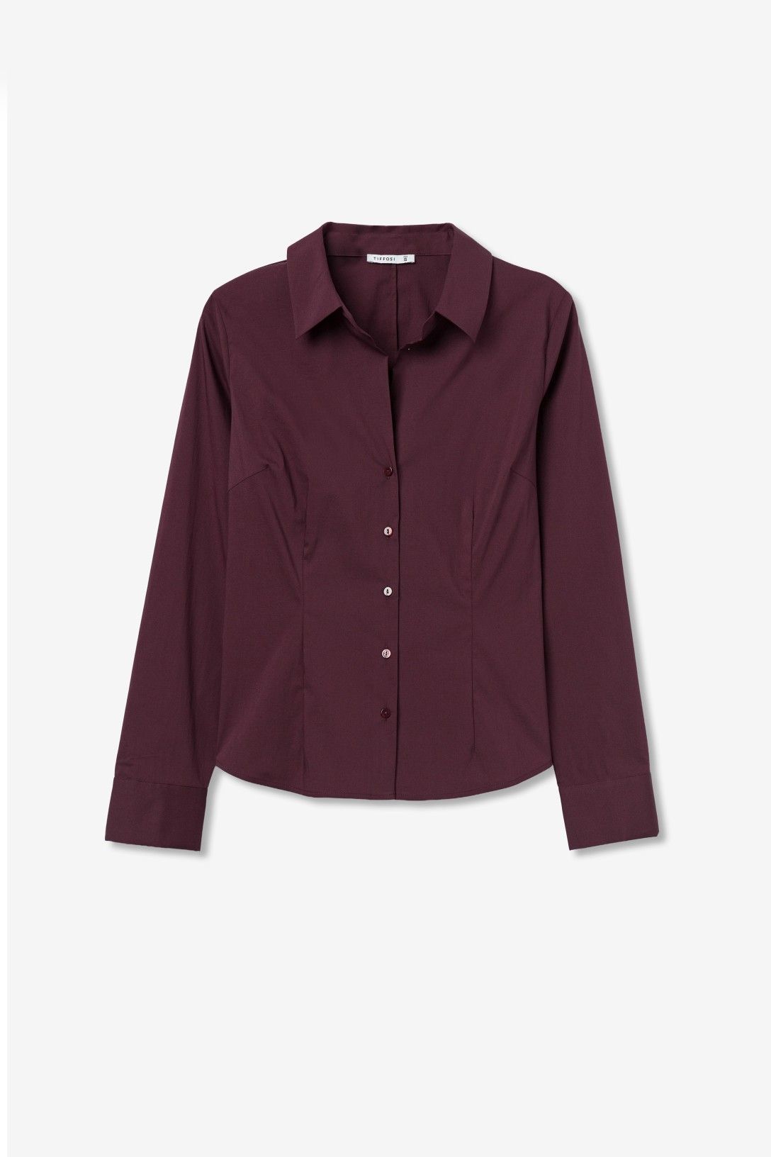 Camicia donna Beto Tiffosi bordeaux - collo francese manica lunga vista frontale