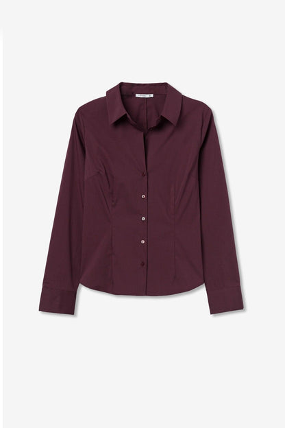 Camicia donna Beto Tiffosi bordeaux - collo francese manica lunga vista frontale