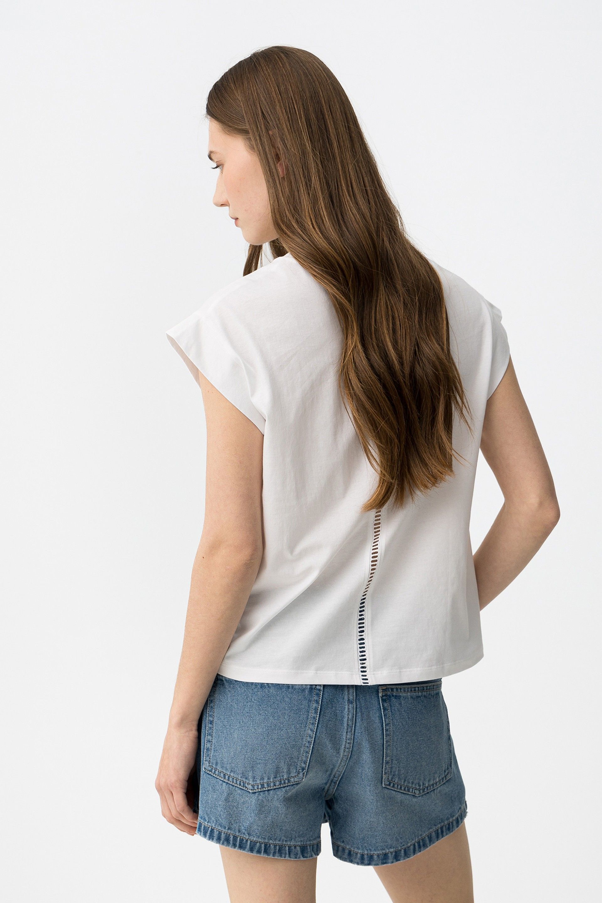 Dettaglio posteriore t-shirt donna cotone Blissey bianca - maglia donna cotone 100% Tiffosi