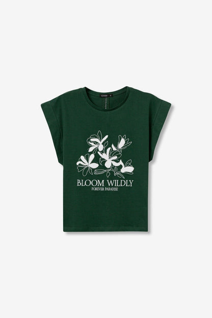 Maglietta T-shirt donna cotone Blissey verde Tiffosi - t-shirt cotone 100% mezza manica con alette