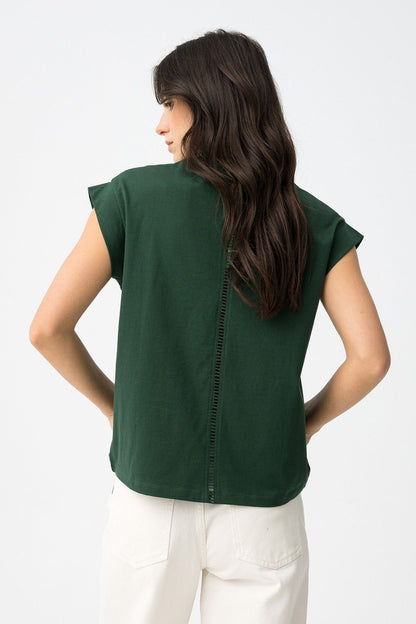 T-Shirt donna cotone Blissey verde vista posteriore - cotone traspirante vestibilità regolare