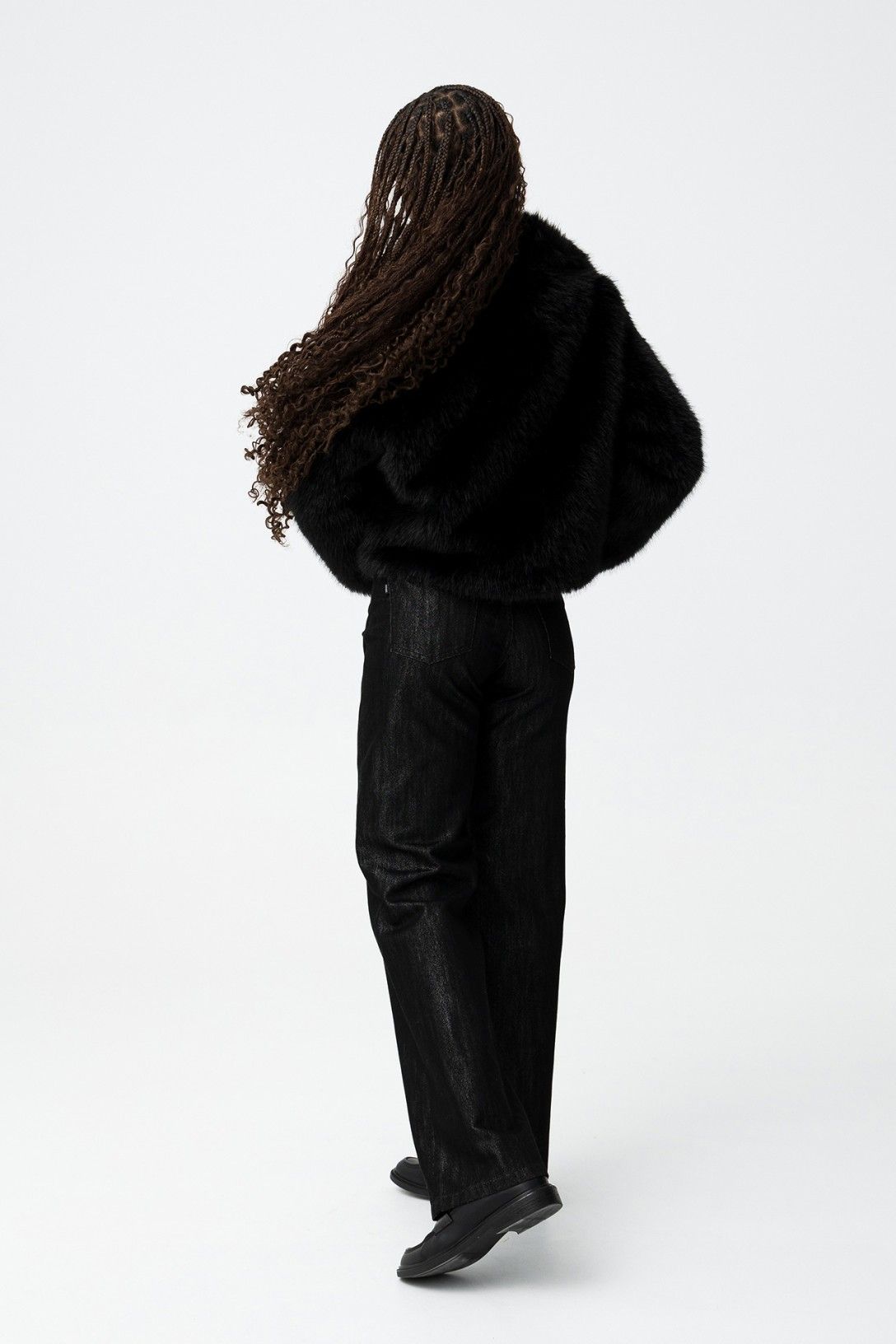  "Jeans donna Tiffosi Bonnye_57 nero lucido vista posteriore - dettaglio tasche wide leg"