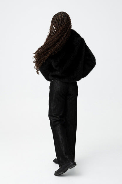  "Jeans donna Tiffosi Bonnye_57 nero lucido vista posteriore - dettaglio tasche wide leg"