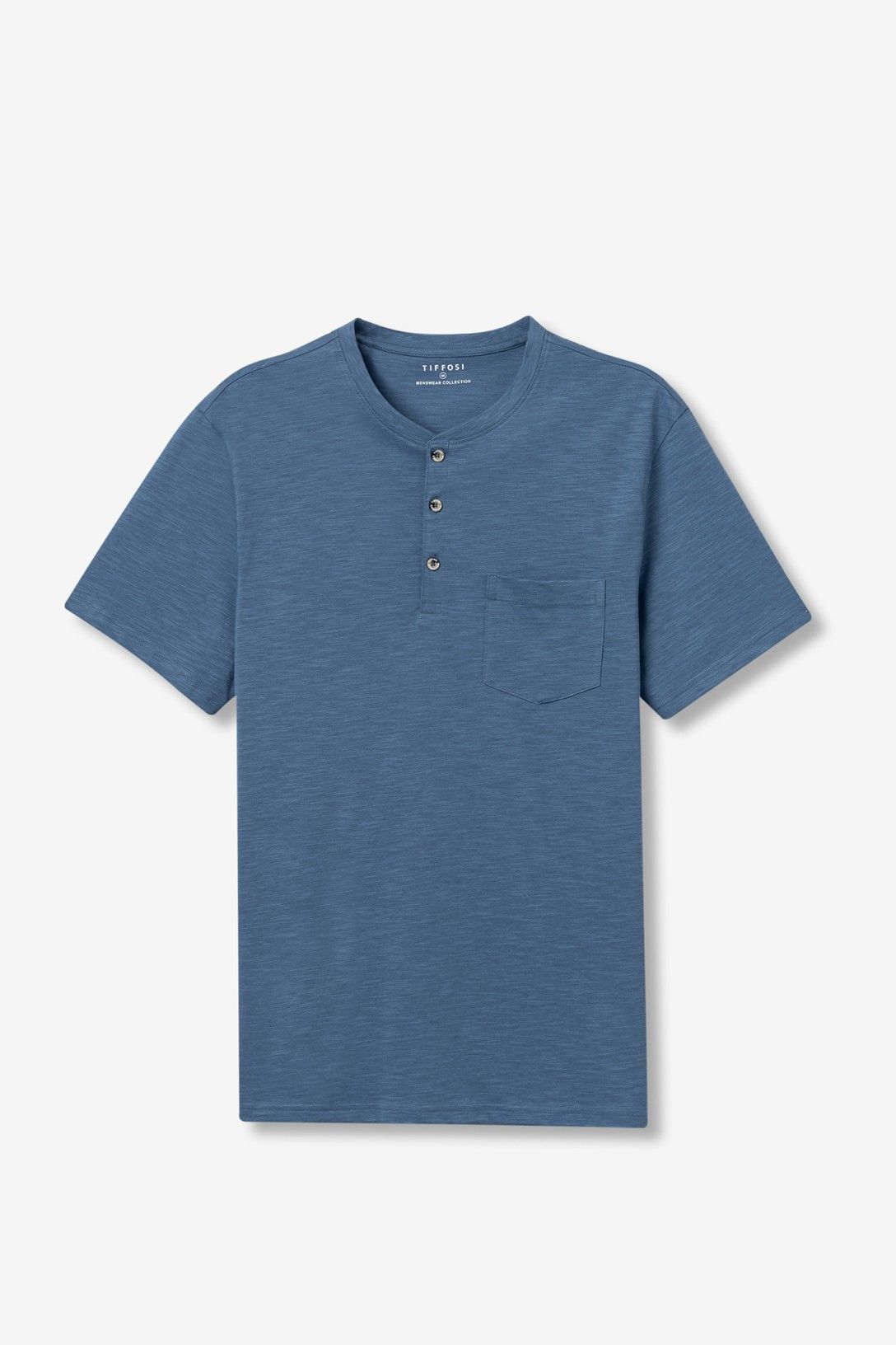 T-Shirt Brian uomo cotone azzurra riviera - maglia cotone taschino bottoni casual