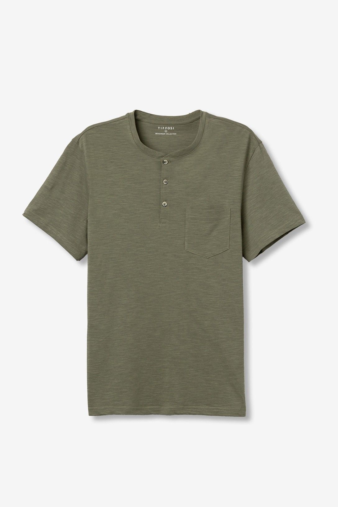 T-Shirt Brian uomo cotone verde - maglietta cotone 100% taschino bottoni manica corta