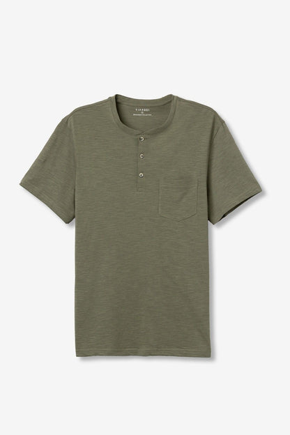 T-Shirt Brian uomo cotone verde - maglietta cotone 100% taschino bottoni manica corta